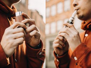 Beginner's Guide to Using a Vape A simple, step-by-step infographic showing unboxing, removing seals, and inhaling