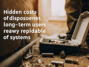The Cumulative Cost of Disposable Vaping A calculator screen showing a running total next to a small pile of used disposable vapes