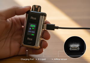 Troubleshooting a Disposable Vape A person holding a non-working Raz vape with a puzzled expression