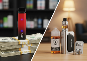 Cost-Value Analysis of Vaping Systems A chart comparing the upfront cost versus the long-term cost of disposable vapes and refillable systems