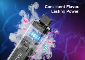 Graph of Flavor Consistency Over Time A graph showing a straight, high line for "Raz Flavor" versus a declining line for "Other Vapes"
