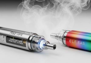 Flavor Longevity Graph A flavor graph showing a line for Raz staying high and a line for Elf Bar slowly declining