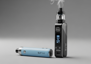 A Satisfying and Valuable Choice A person looking satisfied with their choice, holding a Raz vape with the screen visible