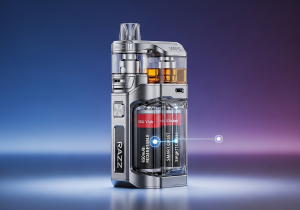 Troubleshooting Your Disposable Vape A person looking closely at their Raz disposable vape with a thoughtful expression