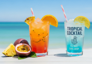 Slicing Fresh Tropical Fruits A close-up shot of various tropical fruits like pineapple, mango, and passion fruit being sliced.