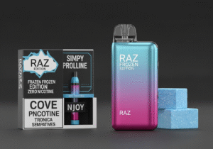 The social culture of vaping A diverse group of young adults socializing outdoors, one of them using a vape discreetly.