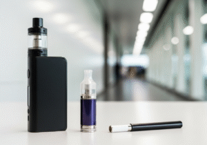 Navigating Vape Legality at Asian Airports An airport departures board with flights to various Asian cities, with a "prohibited items" symbol next to some of them.