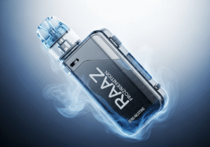 Tobacco vape vs. frozen menthol vape A side-by-side comparison of a brown, tobacco-themed vape and a cool, blue, ice-themed vape.