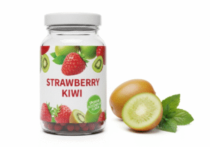 Flavor Recognition vs. Novelty in Vaping A split image showing a simple, recognizable strawberry on one side and an exotic, unfamiliar dragonfruit on the other.