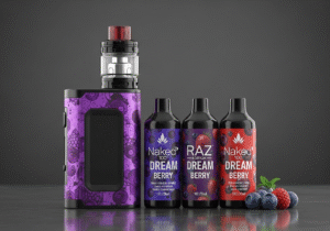 Switching to a Consistent and Convenient Vape Experience A person looking relaxed and satisfied while using a RAZ vape, with their complicated box mod sitting unused on the side.