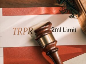 UK vape TRPR regulations A legal document with a gavel resting on it, with the words "TRPR" and "2ml Limit" visible.