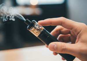 Optimizing your puffing technique for better vape longevity A person vaping in a relaxed, calm manner, not in a hurry